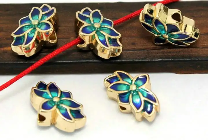 

5pcs/lot Tibetan silver Dripping oil spacer lotus Loose Spacer Beads for DIY Jewelry Making bracelet cfg4