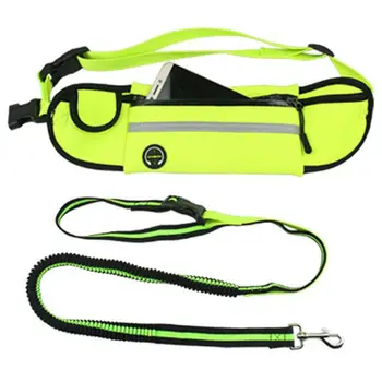 

Retractable Hands Free Dog Leash With Smartphone Pouch - Dual Handle Bungee Waist Leash for Up to 150 lbs Large Dogs (Yellow)