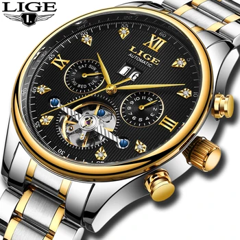 

LIGE Relogio Masculino Mens Watches Automatic Mechanical Top Brand Luxury Watch Men Full Steel Business Waterproof Sport Watch