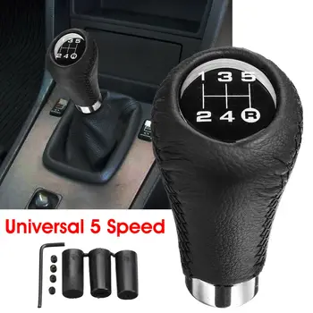 

Car accessries Car PU Leather Gear Shift Knob Head 5 Speed Manual Shifter Lever Stick Red Black Stitche Universal