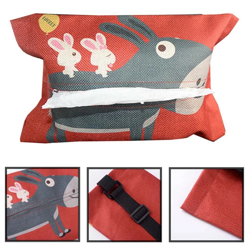 

1pc Cute Cartoon Car Tissue Holder Back Hanging Tissue Box Covers Box Container Towel Napkin Papers Bag Holder Box Case Pouch