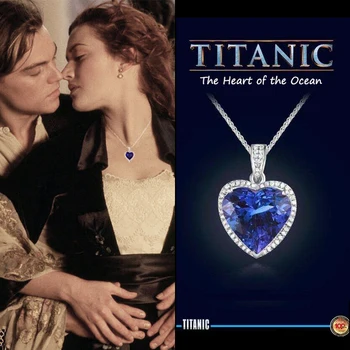 Collana da sposa di lusso di moda gioielli per donna collana di cristallo blu Titanic Heart of Ocean Love Forever Pendant Necklace 1