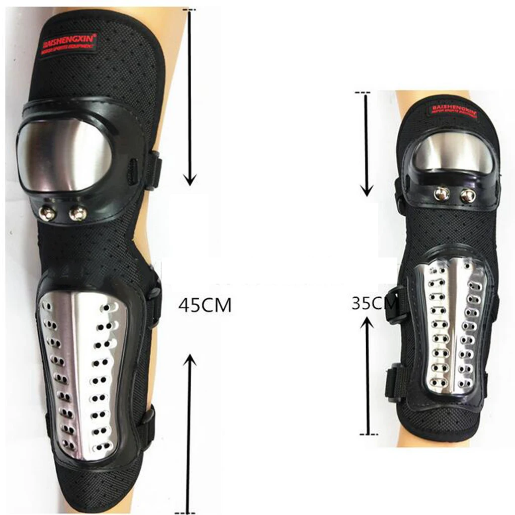 4 шт. нержавеющая сталь мотоцикл колено локоть протектор мотокросса голени наколенники Защитное снаряжение для взрослых