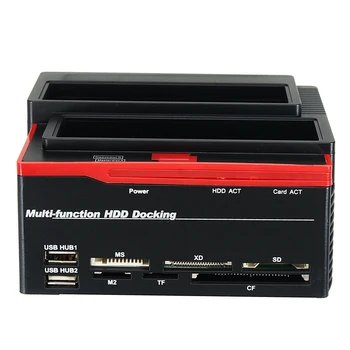 

External 2.5 Inch/3.5 Inch USB 3.0 to 2 SATA 1 IDE HDD Hard Drive Docking Station Drive Disk Clone Card Reader USB3.0 M2 TF SD S