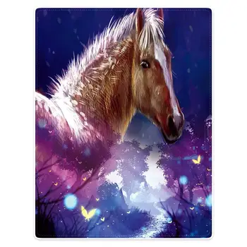 

Hommomh Throw Blanket polyester material comfortable soft plush throw sofa bed blanket 3D Dream Star horse