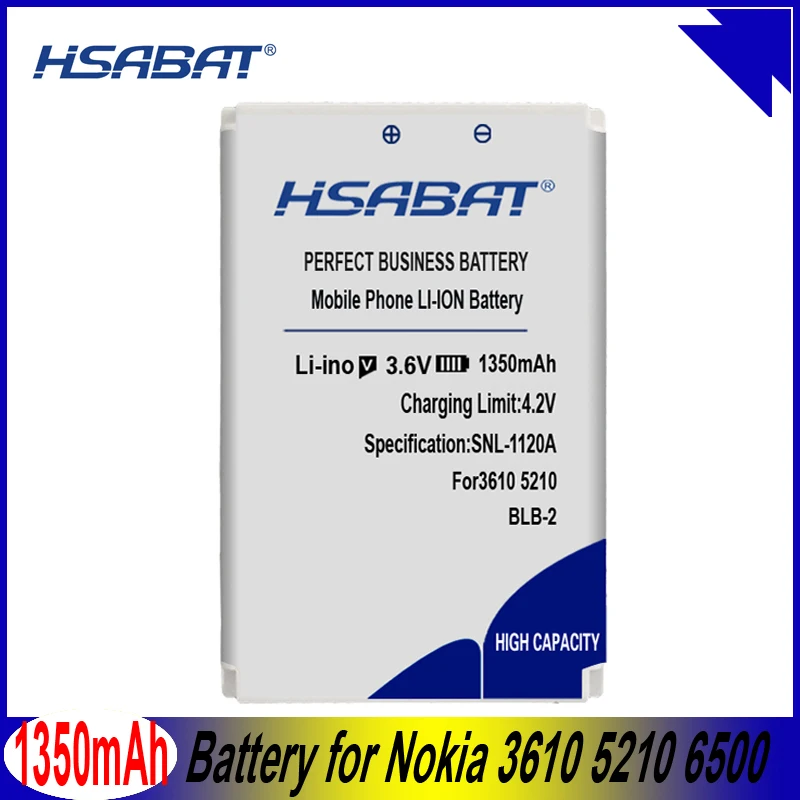 HSABAT 1350 мА/ч, BLB-2 Батарея для Nokia 3610 5210 6500 6510 7650 8210 8250 8310 8850 8890 8910 8910i