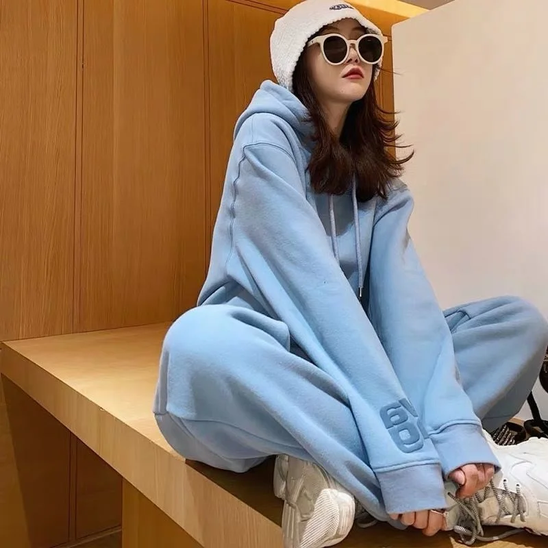 styling hoodies Best Quality Women Spring Autumn Sportswear Suit Female Korean Style Kpop Loose Two Piece Set Coat  Pants Tracksuit Thicken Warm comfy hoodie