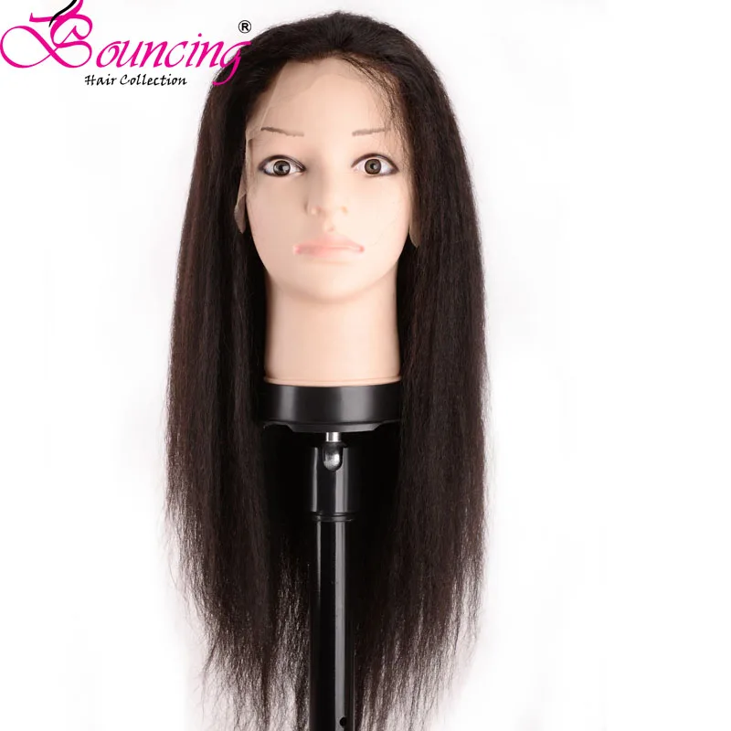

Bouncing hair pre plucked 13*4 lace frontal wigs with baby hair kinky straight human remy hair density 130 for woman