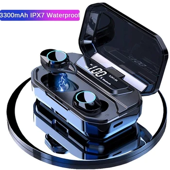 

G02 Wireless 5.0 Bluetooth Stereo Earphones IPX7 Waterproof Touch Earbuds 3300mAh Battery LED Display Headset Type-c Charge Case