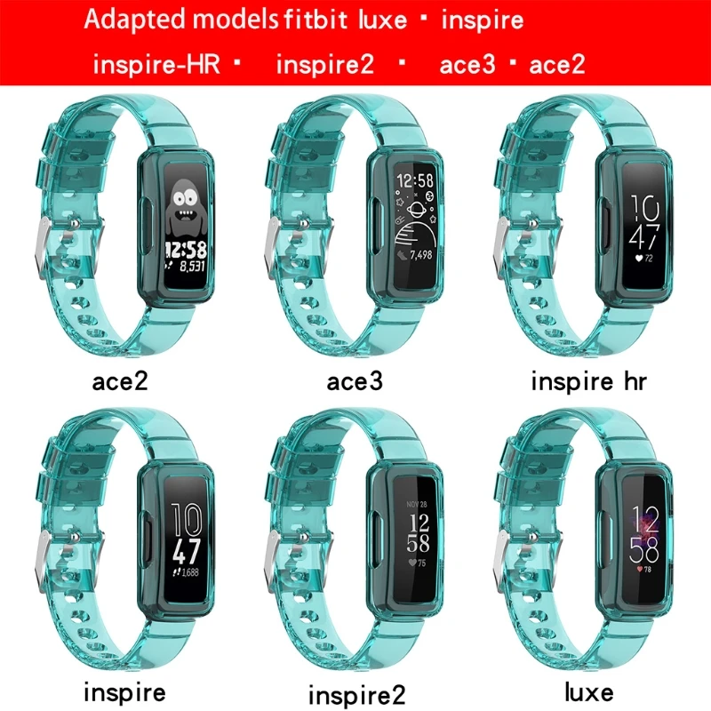 Fitbit-Ace 3/Ace 2/Inspire/Inspire HR/Inspire 2 스마트 워치 스트랩 교체 시계 밴드와 호환되는 명확한 손목 밴드