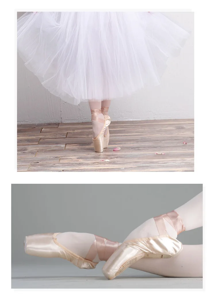 Балетные пуанты; профессиональная танцевальная обувь для женщин; ленты с силиконовым носком; размеры 31-43