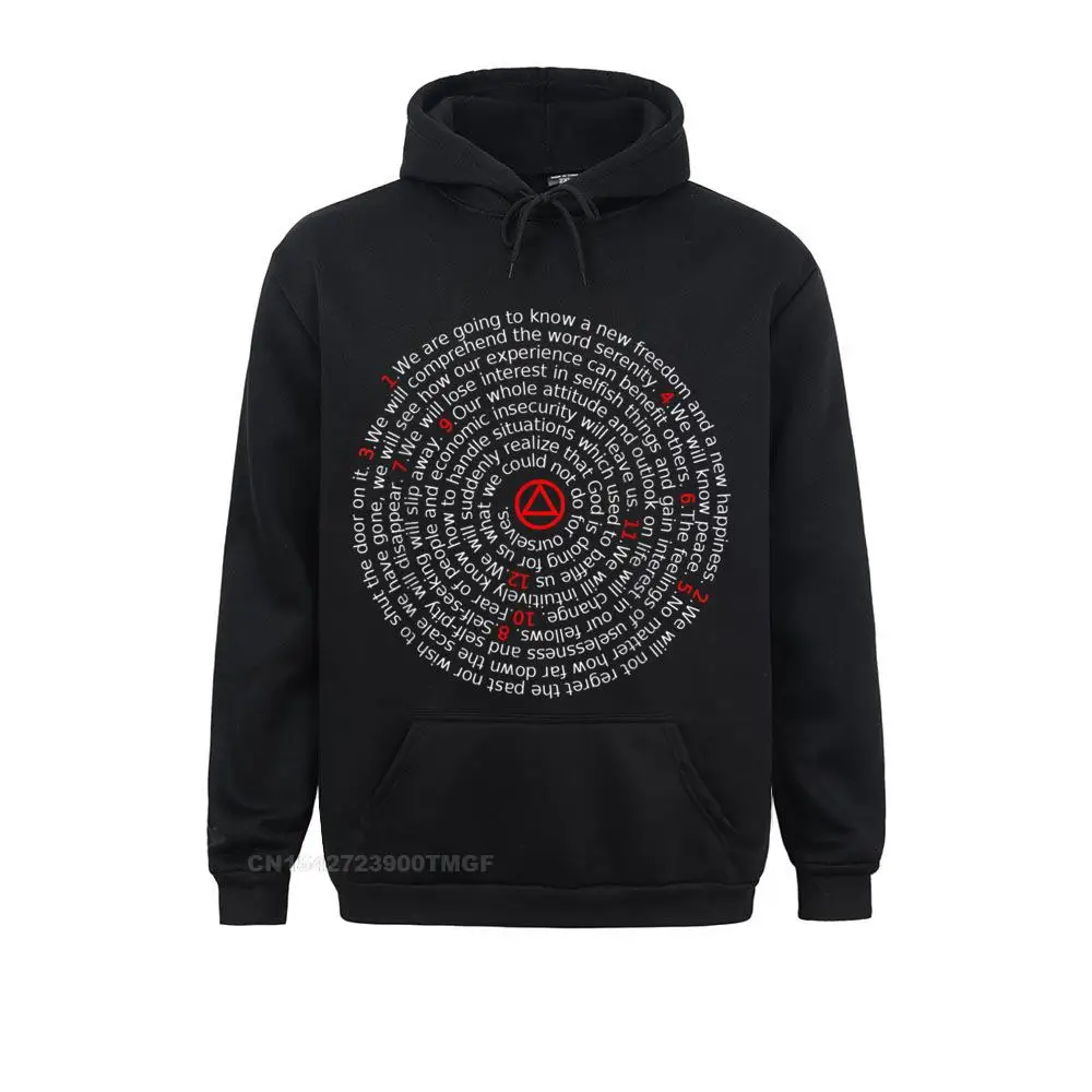 The Twelve Promises' - AA 12 Step Recovery Spiral T-Shirt__B10273 Sweatshirts Long Sleeve New Arrival Men's Summer/Autumn Hoodies Customized Sportswears  The Twelve Promises' - AA 12 Step Recovery Spiral T-Shirt__B10273black