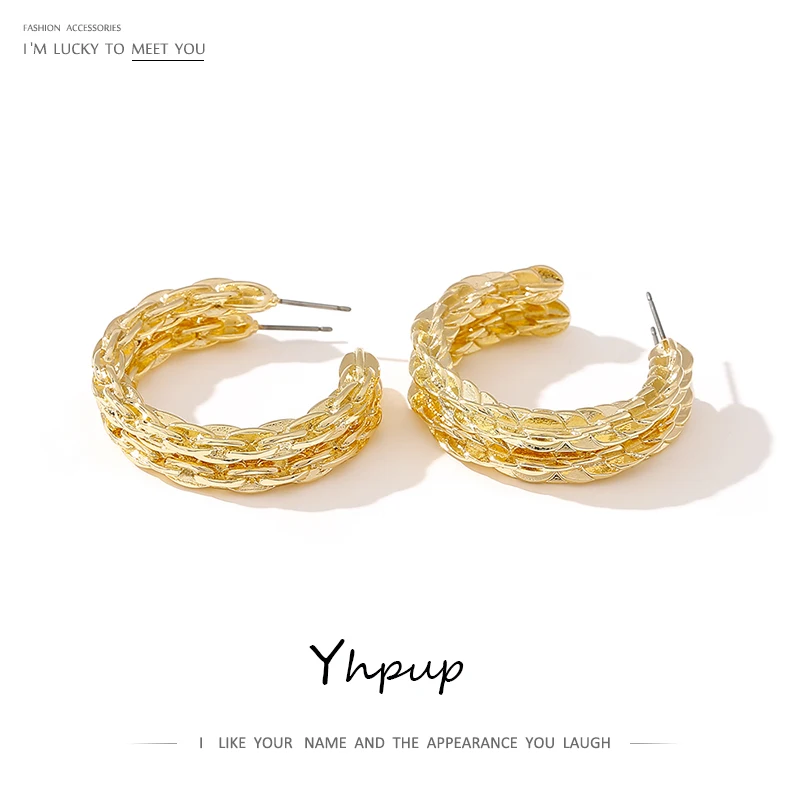 Yhpup серьги-гвоздики в Корейском стиле, простой дизайн, золотые Винтажные серьги в стиле панк, модные очаровательные металлические ювелирные изделия для женщин, офисные вечерние Серьги Brincos