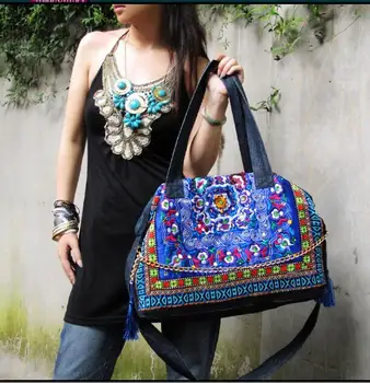

Embroidered shoulder bag, messenger bag, Jean Bag, ethnic bag for women
