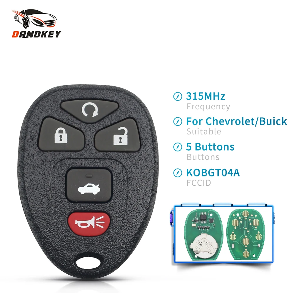 Dandkey Remote Key For Buick Chevrolet Tahoe Traverse GMC 2007 2008 2009 2010 2011 2012 2013 KOBGT04A Fob 5 Buttons 315Mhz | Автомобили и