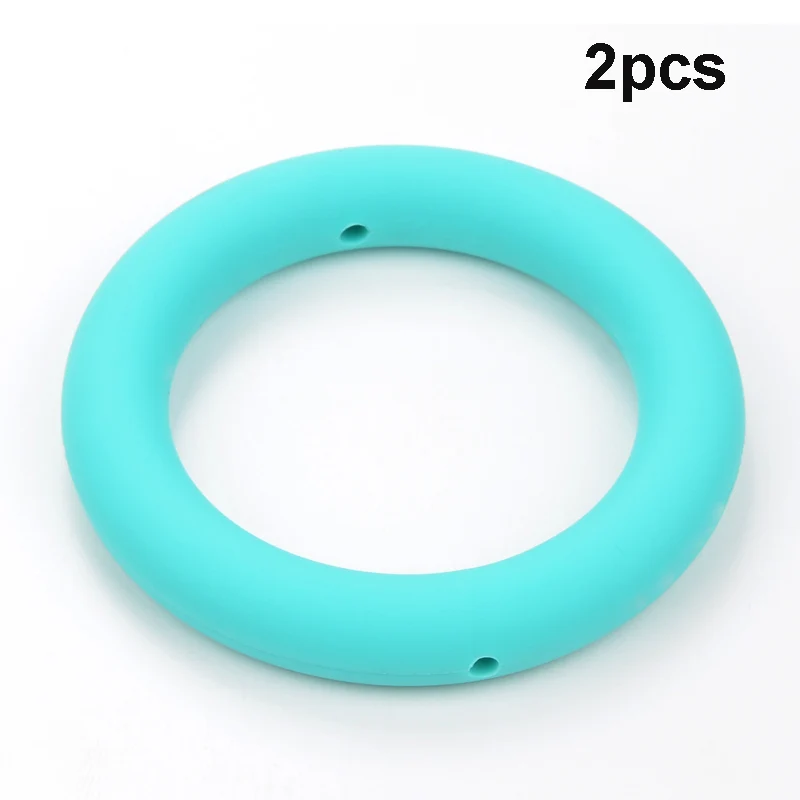Turquoise LOFCA 2 шт 65 мм круглый Прорезыватель для зубов пищевые Детские Силиконовые Бусины BPA-Free силиконовый Прорезыватель DIY ожерелье, подвеска, аксессуар - Цвет: Turquoise