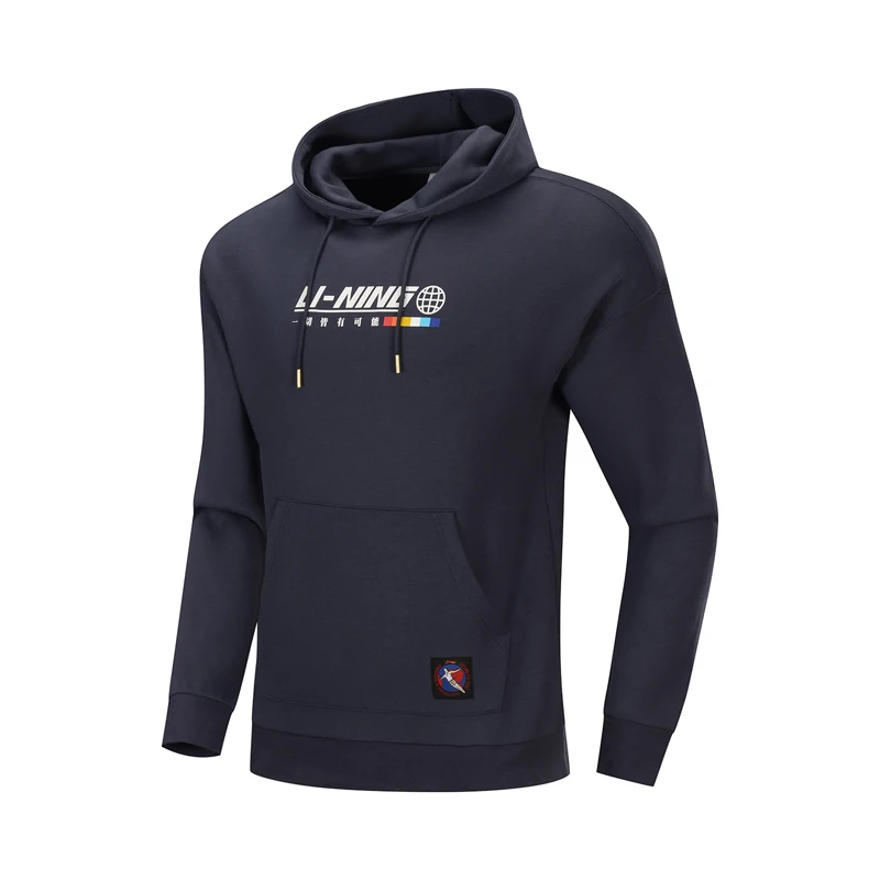 Li-Ning мужской трендовый вязаный свитер с длинным рукавом, толстовка с капюшоном, обычная посадка, 63% хлопок, 37% полиэстер, подкладка, спортивные топы AWDP613 MWW1623