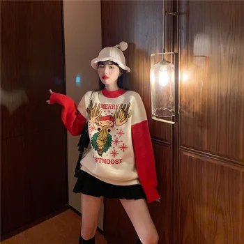 

New Fall 2019 women's loose-fitting jumper thickens warm Christmas sweater trend