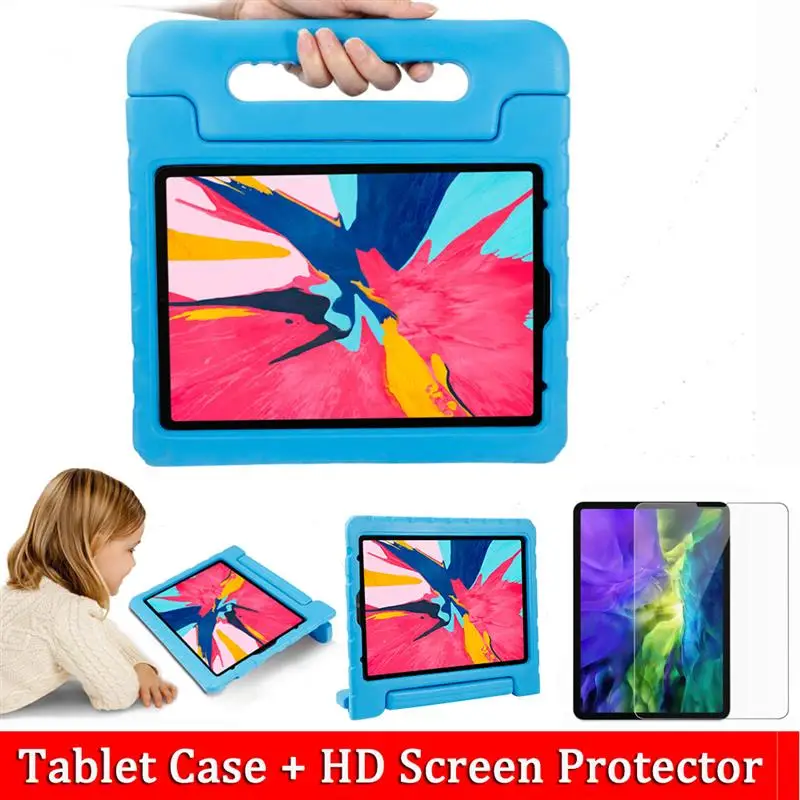 

For iPad Pro 11 12.9 Case 2020 + Screen Protector EVA Shockproof Kids Protective Stand Cover For iPad Pro 12 9 2020 Tablet Case