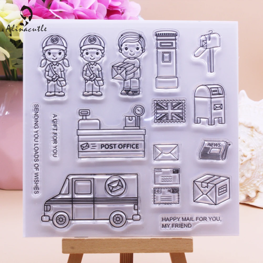 Alinacutle CLEAR STAMP with Matched Die Cut Happy Birthday DIY Card Scrapbooking Paper Craft Rubber Transparent Silicon Stamps