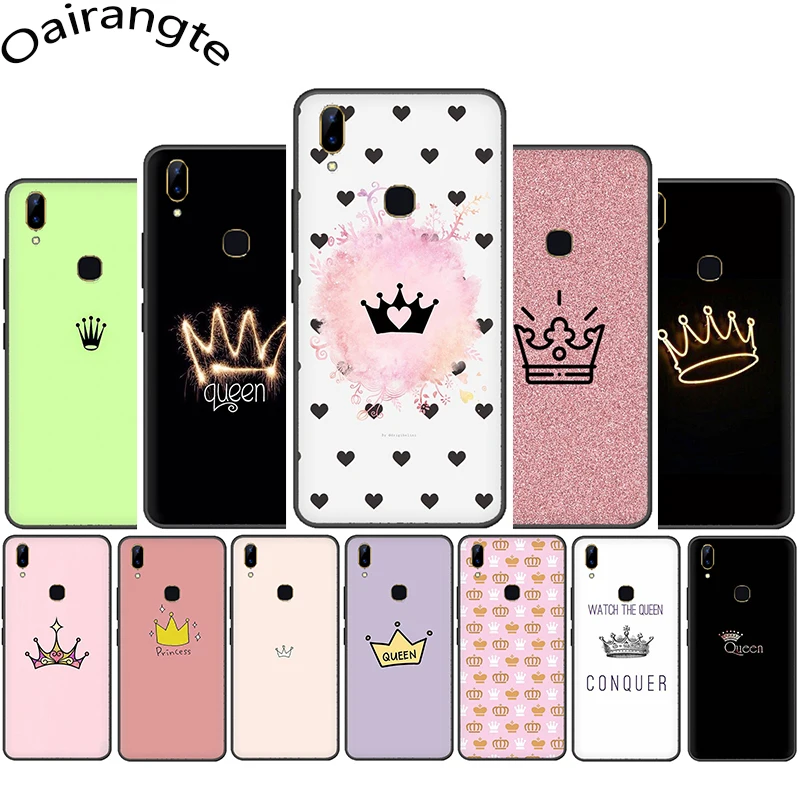 Best PRINCESS Queen crown king Silicone phone case for VIVO Y53 Y55 Y81 V5 V7 V9 V11 V15 Pro Y17 Y69 Y71 Y91 Y93 Y66 X9