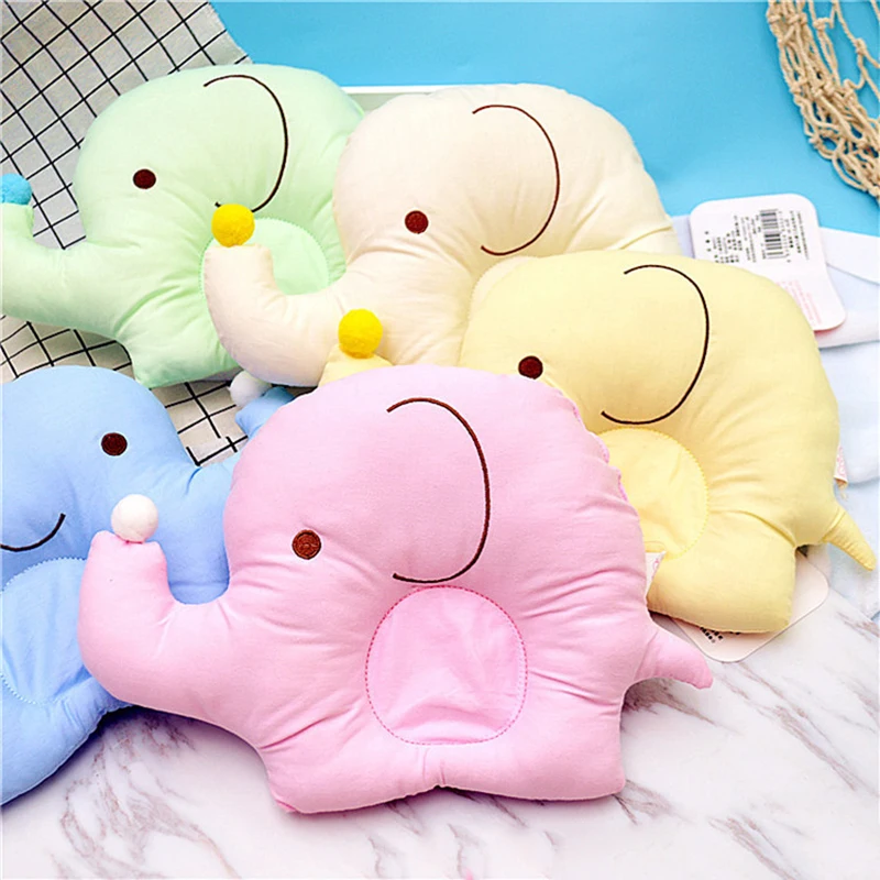 Baby Pillows Bed Crib Sleep Cushion Infant Elephant Cute Flat Head Children Pillow Breast Feeding Soft Pink Yellow Blue Green
