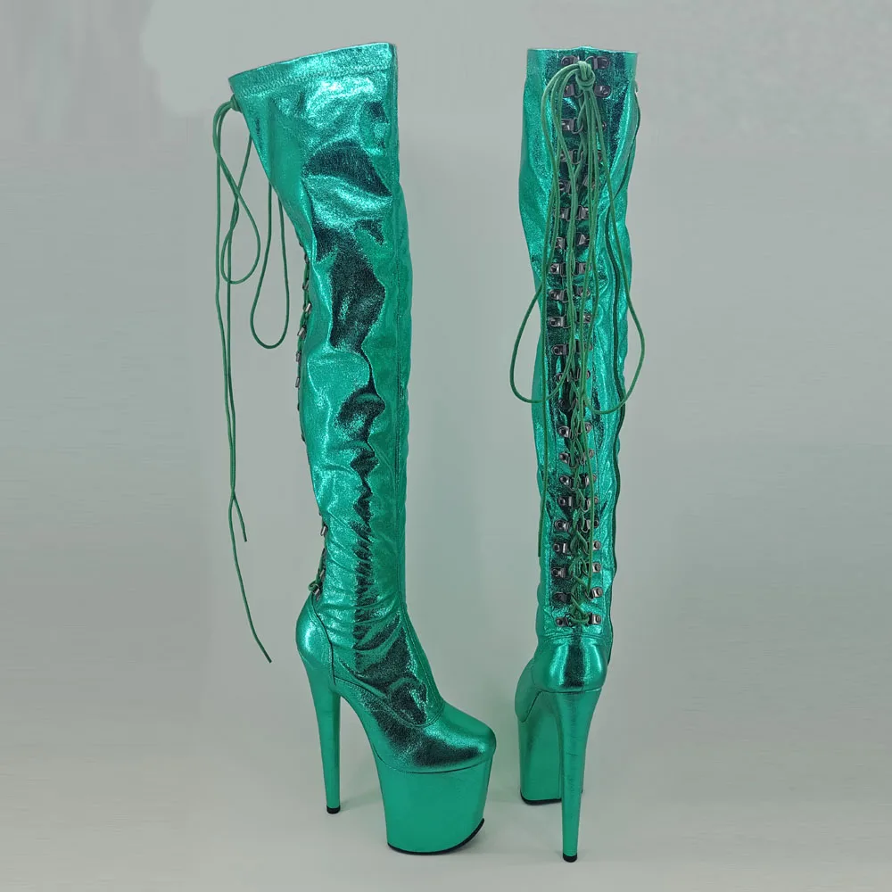 Leecabe/зеленая обувь для танцев на шесте 20 см/8 дюймов ботинки на платформе и высоком каблуке ботинки для танцев на шесте с закрытым носком
