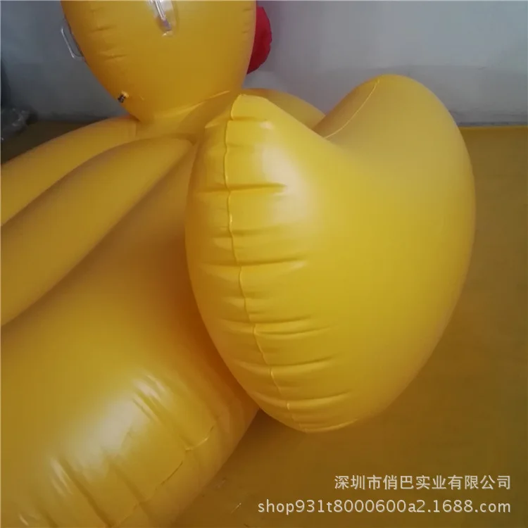 Thick Environmentally Friendly Ultra Large Inflatable 250CM Yellow Teal Big Yellow Duck with Glasses Rim Floating Row Riding Flo