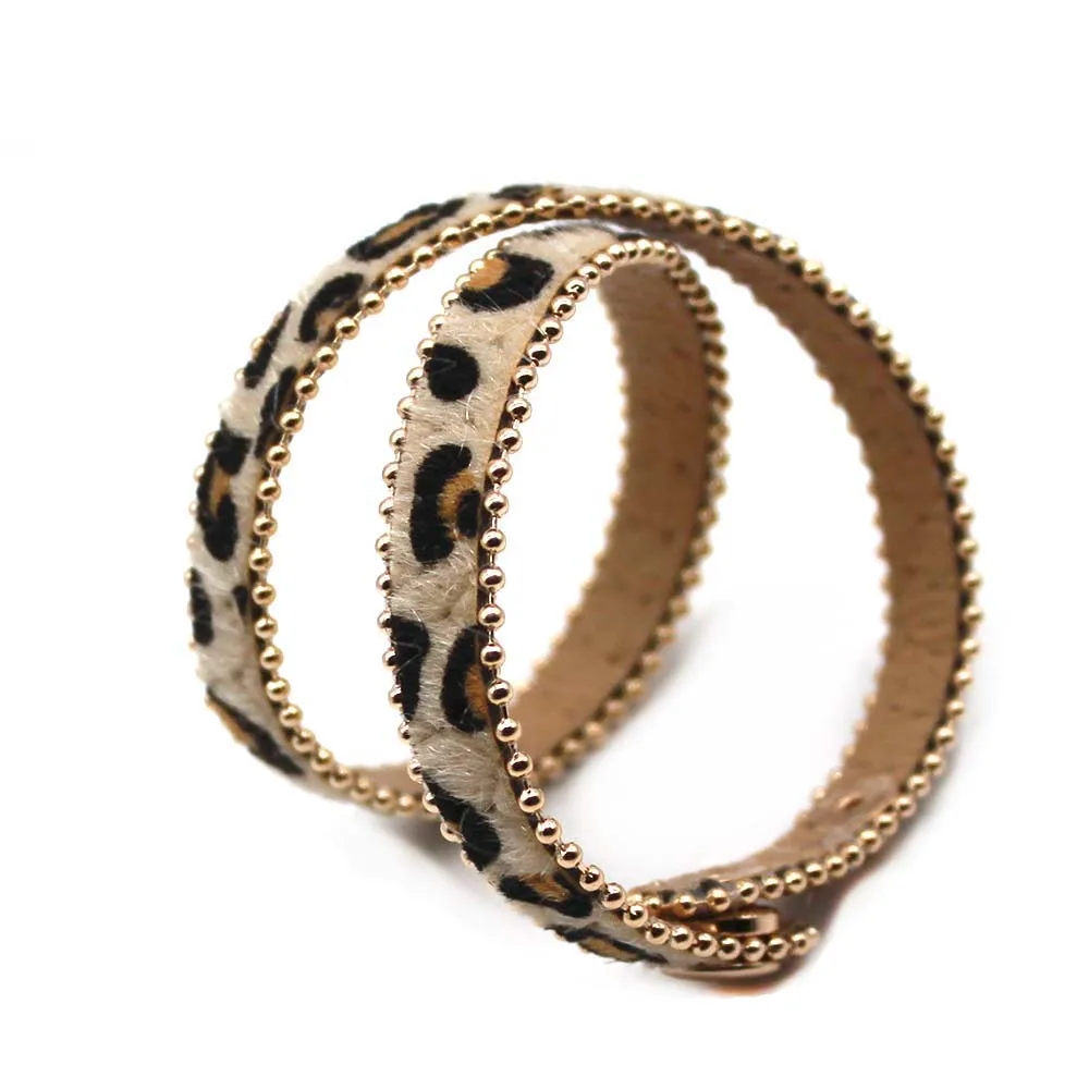 Leopard Leather Bracelets For Women Boho Button Vintage Wrap Bracelet Christmas Punk Jewelry leather braided bracelet leather bracelet