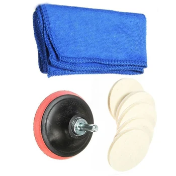 

Car Felt Polishing Pad Windscreen Scratch Repair Glass Drill Adapter Kit 75mm