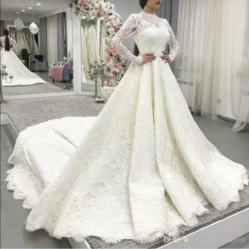Long-Sleeveless-Muslim-Wedding-Dress-2019-with-hijab-Lace-Appliqued-Midwest-Applique-Sweep-Train-Bridal-Gowns