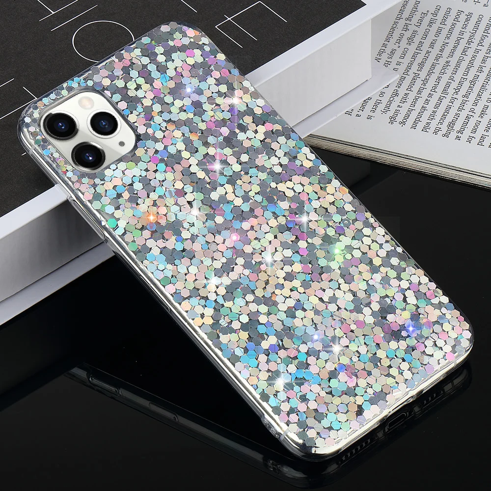 Женский Блестящий силиконовый чехол для iPhone 11 Pro Max Xr X Xs 7 8 Plus SE2 противоударный