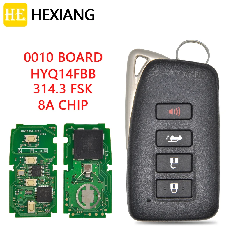 

HEXIANG Smart Remote Car Key For Lexus RX350 RX450H 2016 2017 2018 2019 With 8A Chip 0010 Board HYQ14FBB 314.3FSK