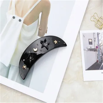 

European And American Style Acetate Jewelry Candy Colorsimple Classic Hair Clips Moon Stars Spring Clips Hair Accessories