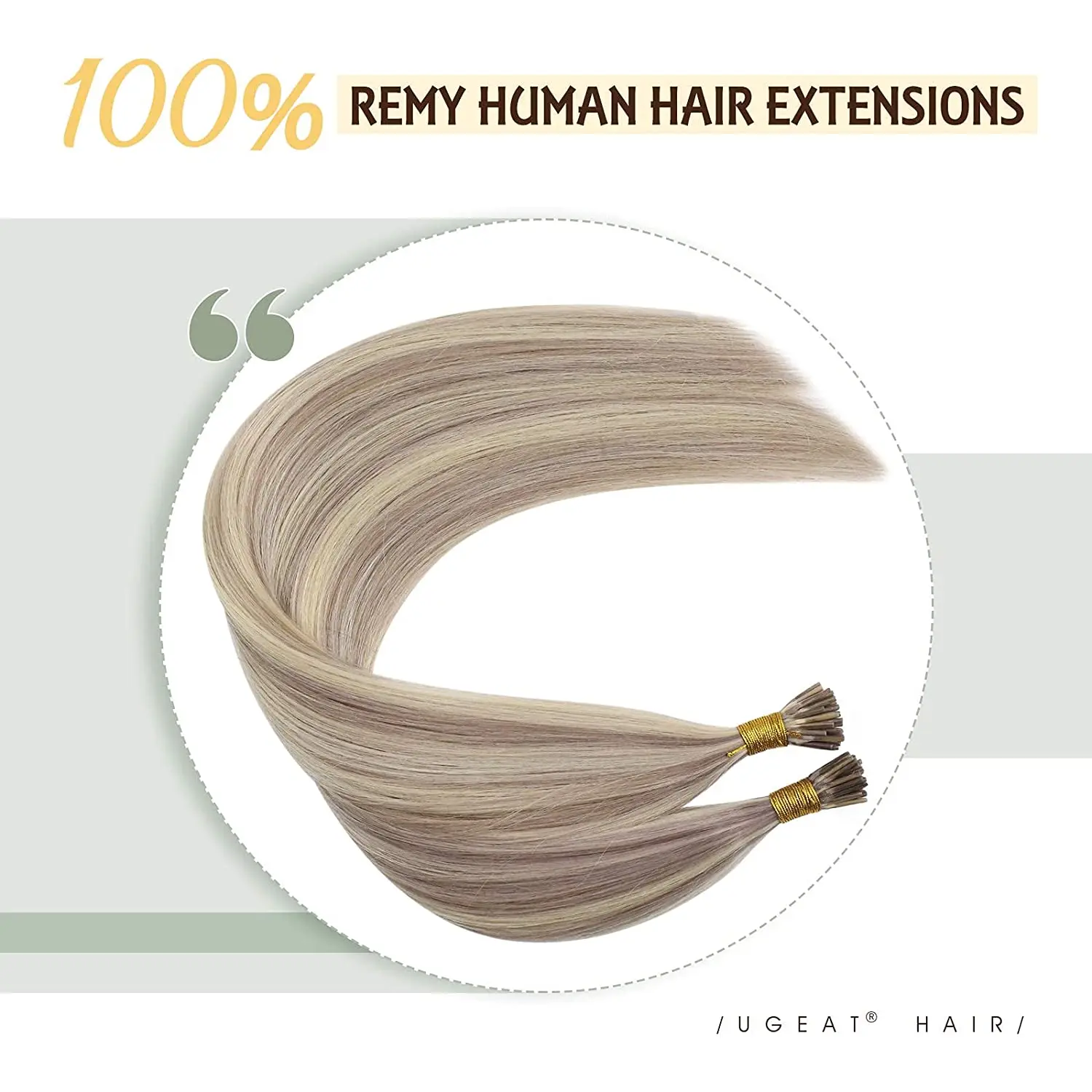 Hair Extensions Ugeat I Tip Hair Extensions Human Hair Remy Fusion 14-24" 40g/80g Natural Straight Pre Bonded Extensions