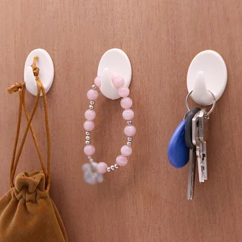 

6pcs Punching Free Hook Hanging Strong Seamless Stickers Wall Hooks Hats Bags Key Wall Hanger Kitchen Storage Rack