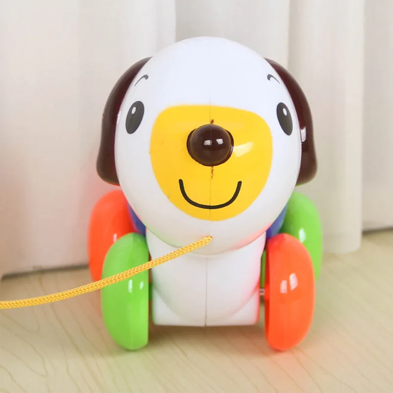

Children Drawstring Tantalize Baby Toddler Toy Bracing Wire Little Duck with Rattle Multi-functional Puppy Toddler Toy