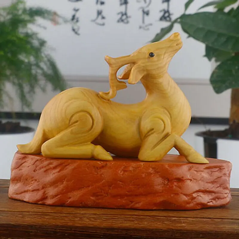 

JM003ca - 8 x 5.5. x 3.2 CM Carved Boxwood Carving Figurine - Deer