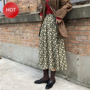 

Women spring Summer 2020 Casual Fashion Skirt New Boho Floral Print elastic Waist Skirts