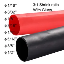 1 м/лот 3:1 термоусадочная трубка с клеем Двойная Стенка с насосно-компрессорных труб Диаметр 1,6/2,4/3,2/4,8/6,4/7,9/9,5/12,7 мм клейкая подкладка рукава Обёрточная бумага