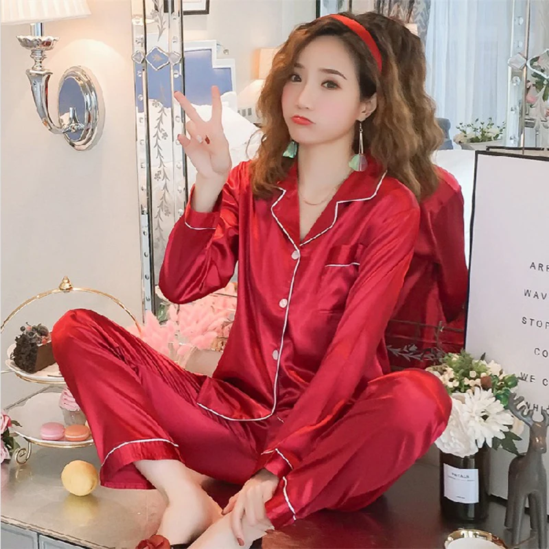 Large 5XL spring and autumn pajamas long sleeved silk cardigan lapel casual comfortable simple trousers household clothes 2 sets