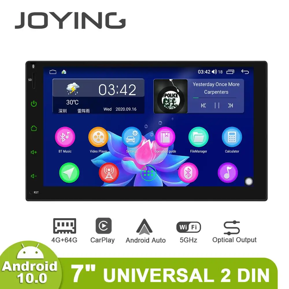 JOYING 2 din head unit car radio player GPS Navigation universal stereo multimedia 4GB+64GB support 4G/Carplay/Reverse camera BT