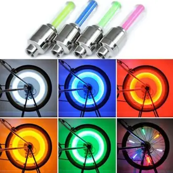 

2pcs Valve Light With Valve Adapters Bicycle LED Light Tire Valve CapBicycle Flash Light Cycling Lantern Lamp MTB Bike Accessori