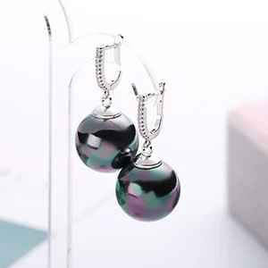 silver-1 MAIKALE, жемчужные серьги-шарики, золото, серебро, цвет, кубический цирконий, серьги, черный жемчуг, висячие серьги для женщин, модное ювелирное изделие, подарки - Окраска металла: silver-1