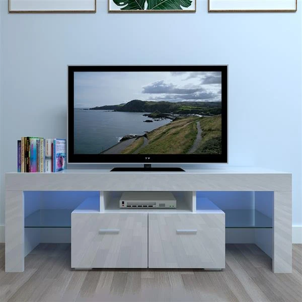 Glossy Led Tv Stand Met 2 Lade Rgb Led Verlichting, hout Media Opslag  Console Flat Screen Tv Kast Voor Lounge, Woonkamer|TV-standaard| -  AliExpress