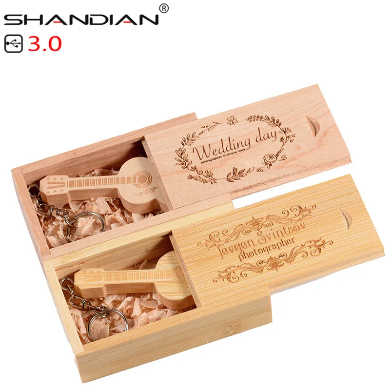 SHANDIAN USB 3,0 ручка-накопитель в форме гитары 4 ГБ 8 г 16 ГБ 32 ГБ 64 Гб деревянная гитара s модель memory Stick натуральная музыка pendrive