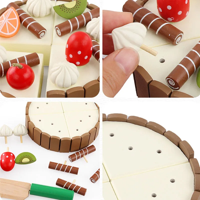 Деревянная игрушечная кухня для детей кухонная игрушечная еда шоколадный торт на день рождения игрушки рождественские подарки