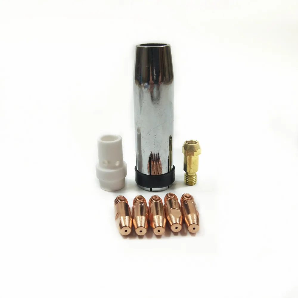 

36KD Welding Torch Consumables 8pcs 0.8mm 1.0mm 1.2mm MIG Torch Gas Nozzle Tip Holder Gas Diffuser for MIG MAG Welding Machine