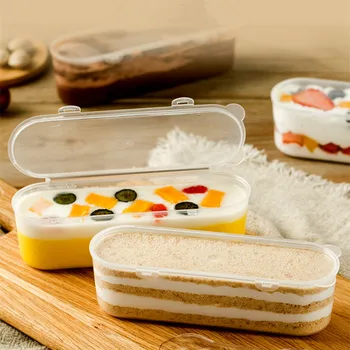 

50pcs High quality 250ml transparent cheese chocolate fruit cake cup cute ice cream pudding jelly plastic cups with lid