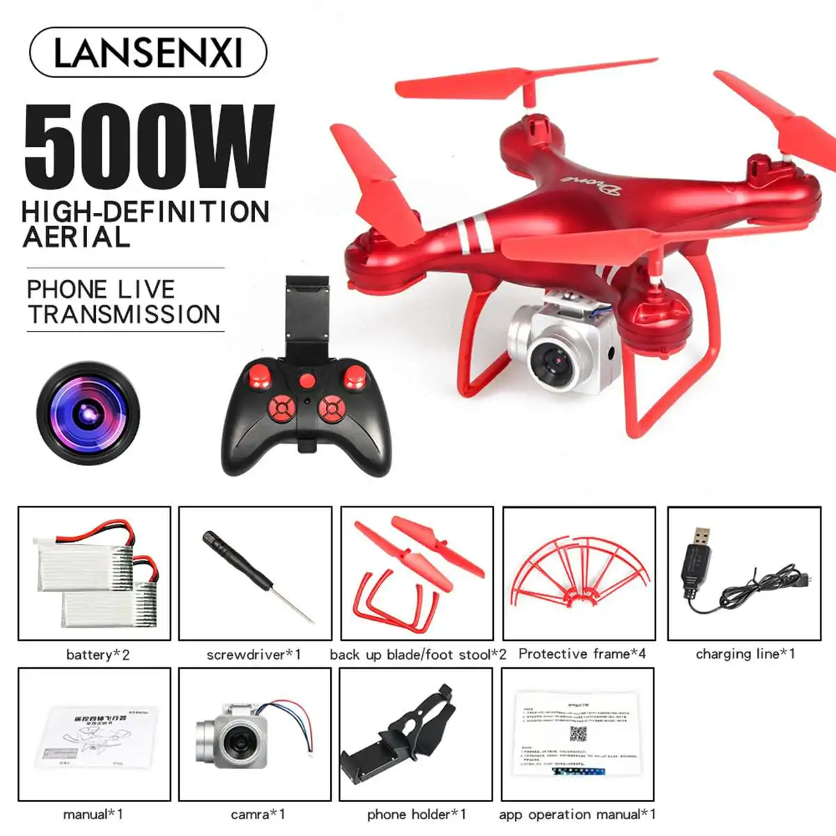 LF608 Wifi FPV RC Дрон Квадрокоптер с широким углом HD 0.3MP/2.0MP/5.0MP камера режим удержания складной рычаг RC дроны - Цвет: 5.0MP Red 2Battery